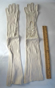 GUANTI VINTAGE DONNA marrone beige pelle 19" opera Francia Chevreau tg6 bottoni perle - Foto 1 di 8