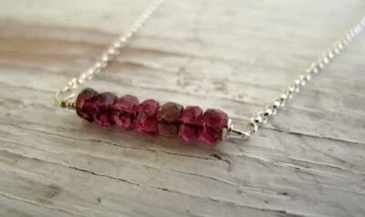 Collana in argento sterling con pietre preziose sfaccettate Rondelle in vera ... - Immagine 1 di 4