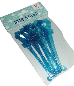 COASTAL STIR STICKS ~ 12 pk ~ 6" ~ SEA HORSES ~ BLUE - Picture 1 of 1