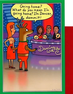 Divertida Tarjeta de Feliz Navidad Bailarín Baile Competición Sello Sello - Imagen 1 de 3