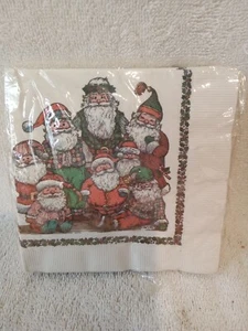 NOS VINTAGE 16ct Beverage napkins SANTAS various 1994 Potpourri Designs USA c - Picture 1 of 3