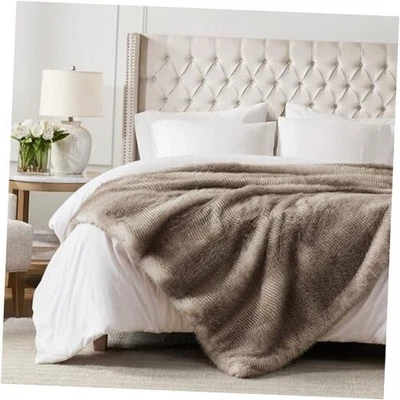  Manta suave de piel sintética, mantas mullidas de lujo para 60x80" marrón a rayas Foto 1 de 4