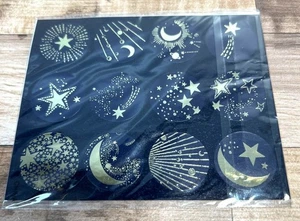 Gold Metallic Sternzeichen & Himmlische Themen Aufkleber 24 Stück - Bild 1 von 2