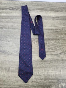 Corbata Burberry London de seda para hombre azul geométrica roja lunares hecha en Italia - Imagen 1 de 10