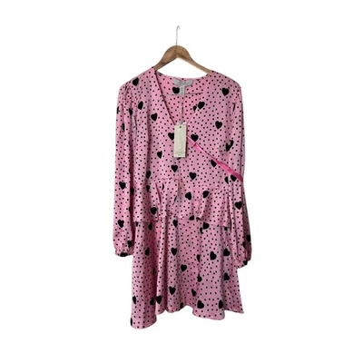 Nuevo con etiquetas Vestido Licorish (ASOS) Curve San Valentín Rosa Negro Corazones EE. UU. 14 2505 Foto 1 de 4