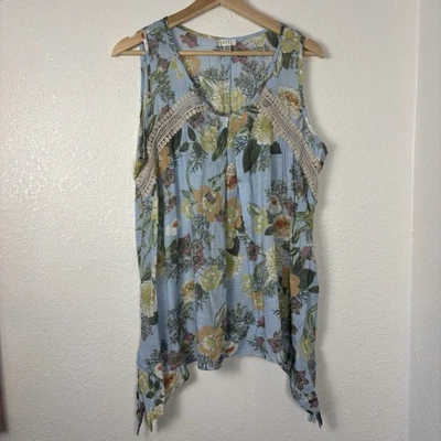 Blusa transparente sin mangas floral azul pálido talla L de Spense para mujer Foto 1 de 4