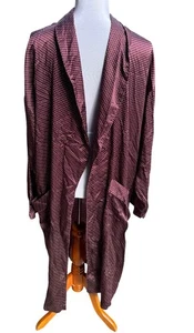 Perry Ellis Portfolio Burgundy White Polka Dot Silk Robe L/XL - Picture 1 of 6