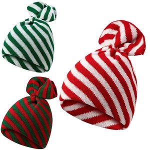 1Pcs Unisex Christmas Candy Stripe Beanie Hat Knitted Hat Cute Xmas Dress Up Hat - Picture 1 of 12