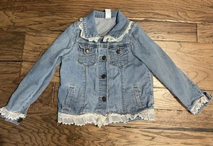 Carters Kid Country Girls Jean jacket with Lace Trim size 6/6x Back to School - Picture 1 of 4