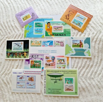 LOT OF 134 STAMPS FROM 20 COUNTRIES - 50th ANNIVERSARY OF LINDBERG SOLO FLIGHT - Image 1 of 4