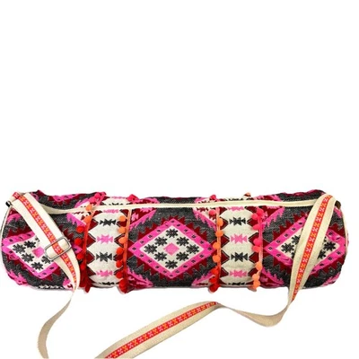 Bolso de Mano America & Beyond Bordado Yute Arpillera Yoga Mate Soporte Boho Foto 1 de 4