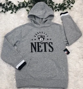 NBA Brooklyn NETS Sweatshirt Unisex Kinder Medium 10/12 grau Hoodie neu mit Etikett - Bild 1 von 7