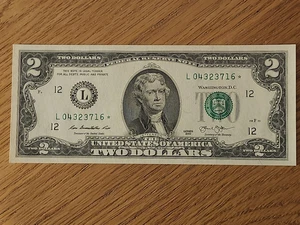 2013 $2 "STAR NOTE" SAN FRANCISCO L04323716* UNC/GEM 2 OF 3 CONS SERIAL NUMBERS - Picture 1 of 5