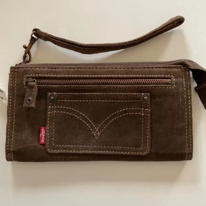 Vintage 90er Y2K Levi’s Cord Kalbsleder Geldbörse Clutch braun Neu mit Etikett Reise selten adrett - Bild 1 von 9