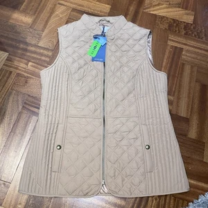 Joules Quilted Padded Warm Gilet Size 14 Pockets Riding Work Tan Brown new - Picture 1 of 6