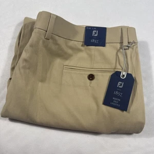 FJ 1857 Pants Mens 40x30 Khaki Tan Sueded Cotton Twill Trouser 5 Pocket Golf NWT - Picture 1 of 9