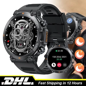 Android Smartwatch Herren Taktisch Militär Bluetooth Anruf Blutdruck Fitness DE - Bild 1 von 14