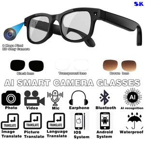 Wearable camera AI Smart Sunglasses Bluetooth5.0 Glasses Music and glasses case - Picture 1 of 33