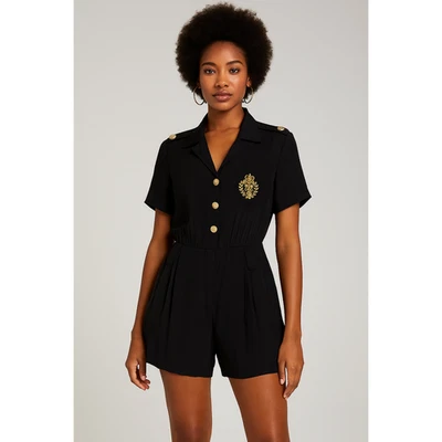 Винтажный черный комбинезон золотой Sailor герб карман размер 8 - Изображение 1 из 4