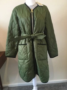 Barbour ALEXA CHUNG Green belted quilted jacket coat size 10 BNWT - Picture 1 of 19