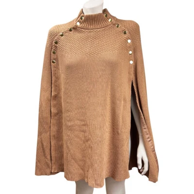 Poncho suéter con capa marrón camel para mujer G.I.L.I 2X 3X nuevo sin etiquetas gili Foto 1 de 4