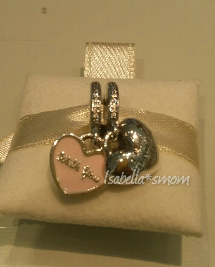Nuova Originale Pandora Argento Viaggio Insieme Forever Smalto Rosa Cuori Charm - Immagine 1 di 1