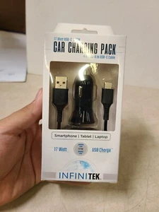 Infinitek 17Watt USB-C & USb Car Charging Pack 4ft USb-A To USB-C Cable - Picture 1 of 7