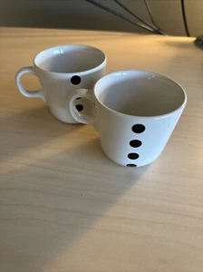 IKEA Coffee Mugs - Black Dots White Background - Retired 3” Tall Set Of 2 15199 - Picture 1 of 14