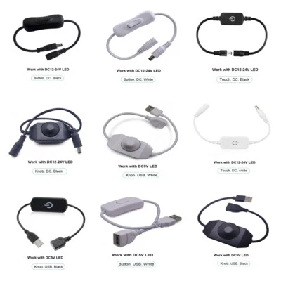 DC 12-24V USB 5V  Button Knob Touch switch LED Dimmer controller for LED Tape - Image 1 of 4