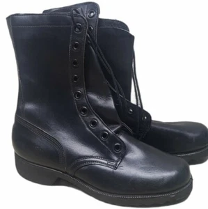 Vintage ROSEARCH MILITARY USA BLACK LEATHER LACE UP ENGINEER BOSS ARMY BOOTS 8D - Picture 1 of 7
