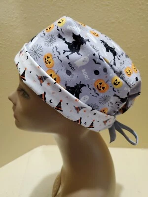 Witches Grey Pixie Skull Women's Surgical Scrub Hat/Cap Handmade - Image 1 of 4