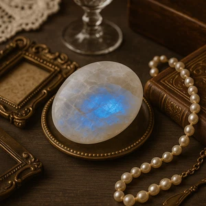 2.5" Blue Flash Moonstone Tumbled Stone Healing Crystal Pocket Palm Stone Gift - Picture 1 of 4