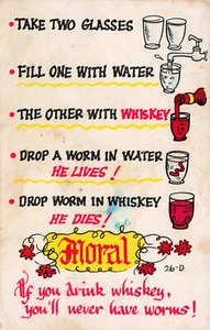 LAFF-O-GRAM POSTAL WHISKY GUSANO PRUEBA BEBIDA WHISKY NUNCA TIENE GUSANOS 050824 T - Imagen 1 de 2