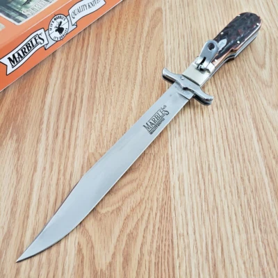 Cuchillo Plegable Bowie Canicas 4" Hoja de Acero Inoxidable Marrón Mango Hueso Plantillado Foto 1 de 4