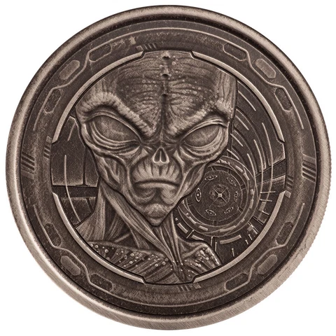 2022 Ghana 1-oz Silver 5 Cedis Alien Antiqued Cover