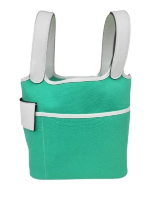 Bolso de Mano Hermès Picotin Lock Lona Verde Nuevo con Caja y Tarjetas Auténtico Foto 1 de 4