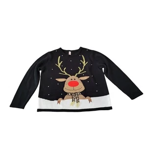 Ugly Christmas Sweater Youth Girls 16-18 Rudolph the Red Nose Reindeer XL - Picture 1 of 11