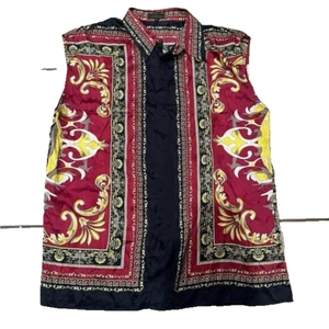 VINTAGE HERREN CETA ITALIANO ÄRMELLOS SEIDE HEMD KEINE WESTE GRÖSSE XLARGE - Bild 1 von 2