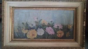 Antique Victorian Still Life Bouquet of  Flowers Oil Painting C.1880 - Picture 1 of 4