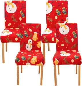 4PCS Stretch Washable Dining Room Chair Covers Christmas Decorations Xmas Decor - Picture 1 of 12
