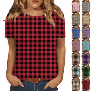 T Shirts For Women Pleated V Neck Dressy Casual Blouses Printing Short Sleeve - Picture 1 of 54