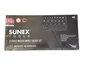 Sunex 23pc 1/4" SAE Metric 6pt Point Magnetic Impact Sockets Set Tools 1818 - Picture 1 of 1