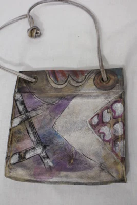 Bolso de Mano MIA BOTTEGA de Cuero JANE YOO Pintado y Firmado a Mano EE. UU.-B27 Foto 1 de 4