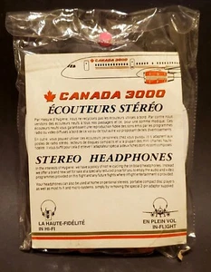 Vintage Canada 3000 Airline Stereo Headphones - New In Bag Unopened - Picture 1 of 2