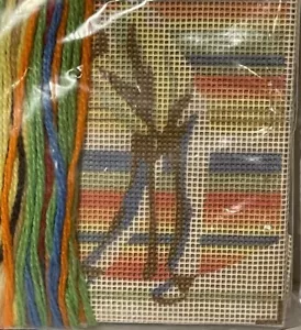 Vintage 80’s Monarch Horizons Golfer Needlepoint Kit Open Bag W/ Instructions - Picture 1 of 3