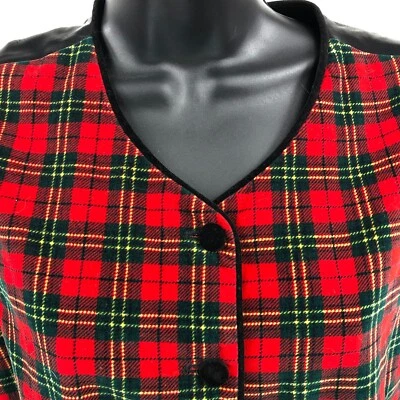 Chaleco de terciopelo Hunt Club para mujer GRANDE rojo verde tartán a cuadros Foto 1 de 4