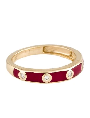 ANILLO BANDA ORO AMARILLO 14K DIAMANTE Y ESMALTE ORO AMARILLO 14K y anillo esmalte tamaño: 7 Foto 1 de 4