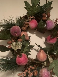 "Hermosa corona de frutas con cuentas brillantes azucaradas 20""x 20"" usada" - Imagen 1 de 12