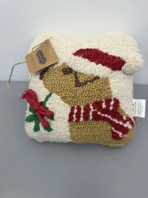 Almohada decorativa cuadrada de madera marrón para perro corona arco rojo 8" pastel de barro #20 Foto 1 de 4