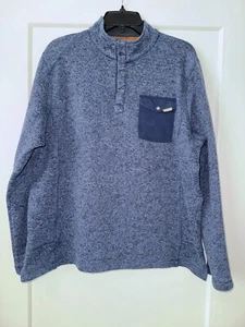 Woolrich Pullover Herren Größe Large Langarm blau 1/4 Druckknopftasche 100 % Poly - Bild 1 von 8